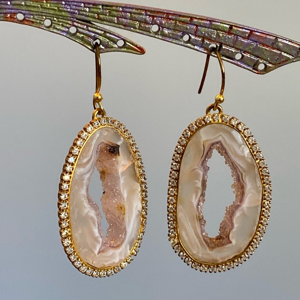 Vtg Agate/Crystal Earrings-Bundle Add-on Only Please